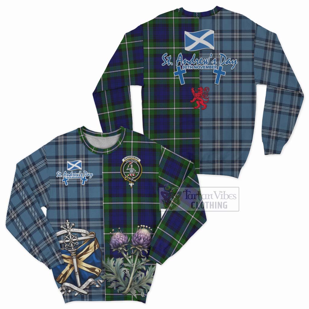Bannerman Tartan Sweatshirt Happy St. Andrew's Day Half Tartan Style Unisex - Tartan Vibes Clothing