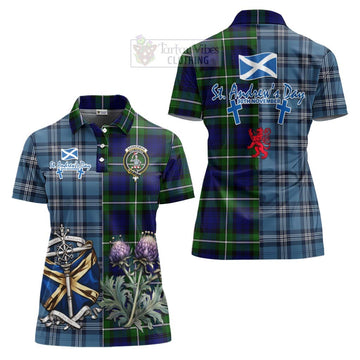 Bannerman Tartan Women's Polo Shirt Happy St. Andrew's Day Half Tartan Style