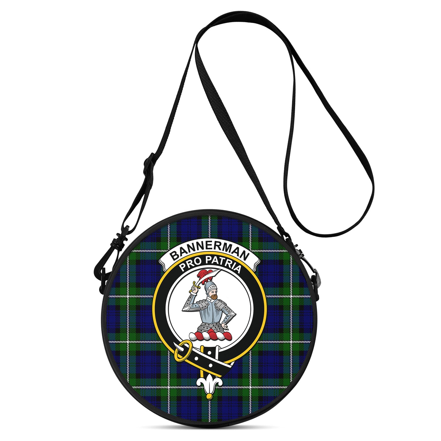 Bannerman Tartan Round Satchel Bags with Family Crest One Size 9*9*2.7 inch - Tartanvibesclothing