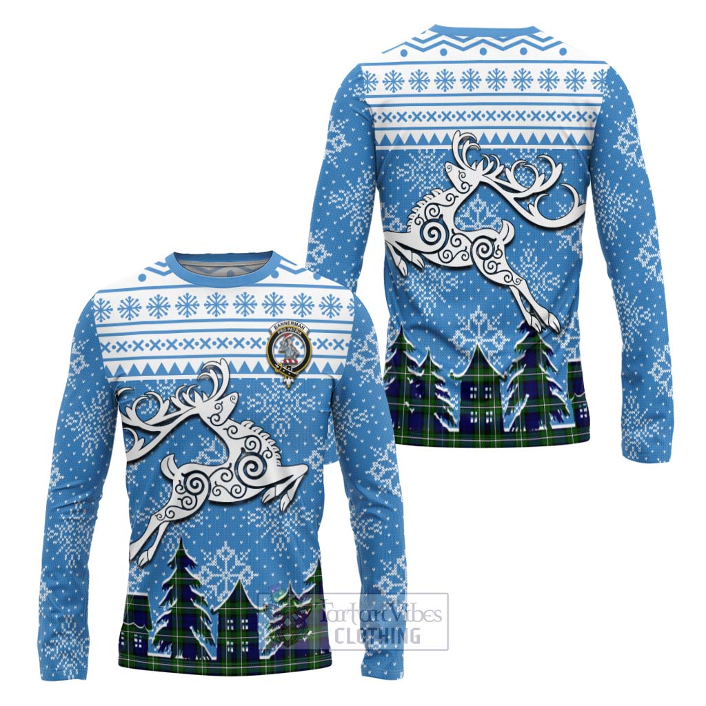 Tartan Vibes Clothing Bannerman Clan Christmas Long Sleeve T-Shirt Celtic Reindeer Style