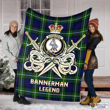 Bannerman Tartan Blanket with Clan Crest and the Golden Sword of Courageous Legacy