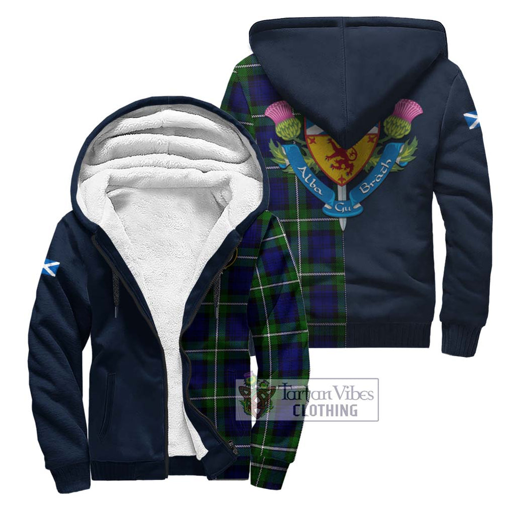 Tartan Vibes Clothing Bannerman Tartan Sherpa Hoodie with Scottish Lion Royal Arm Half Style