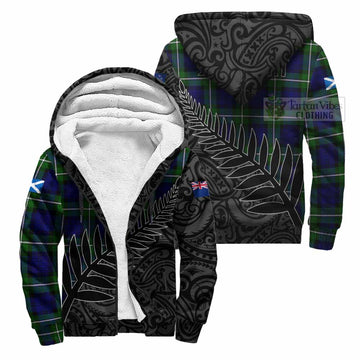 Bannerman Crest Tartan Sherpa Hoodie with New Zealand Silver Fern Half Style