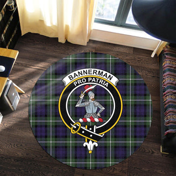 Bannerman Tartan Round Rug with Family Crest