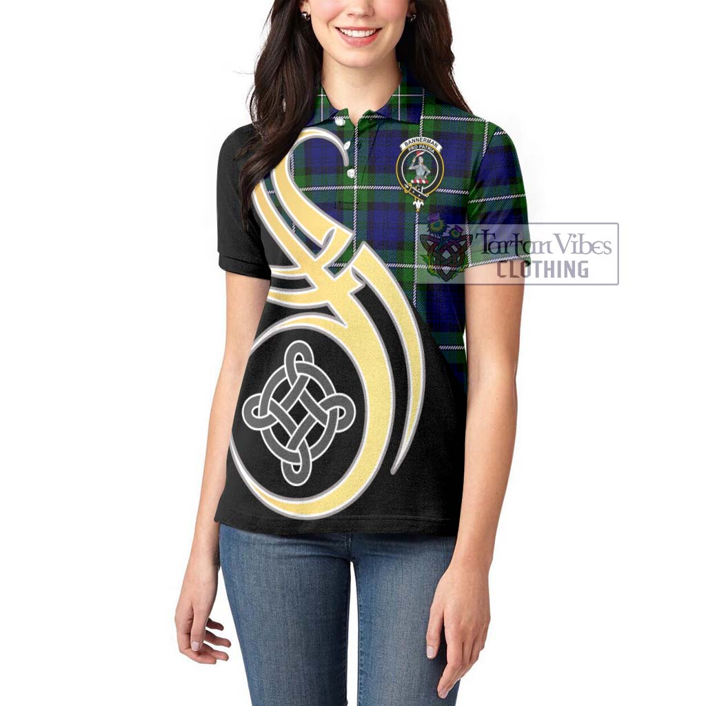 Bannerman Tartan Women's Polo Shirt with Family Crest and Celtic Symbol Style Women - Tartan Vibes Clothing