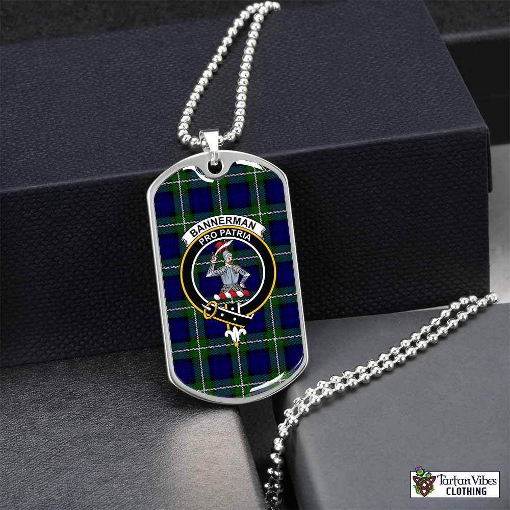 Tartan Vibes Clothing Bannerman Tartan Dog Tag Necklace with Family Crest