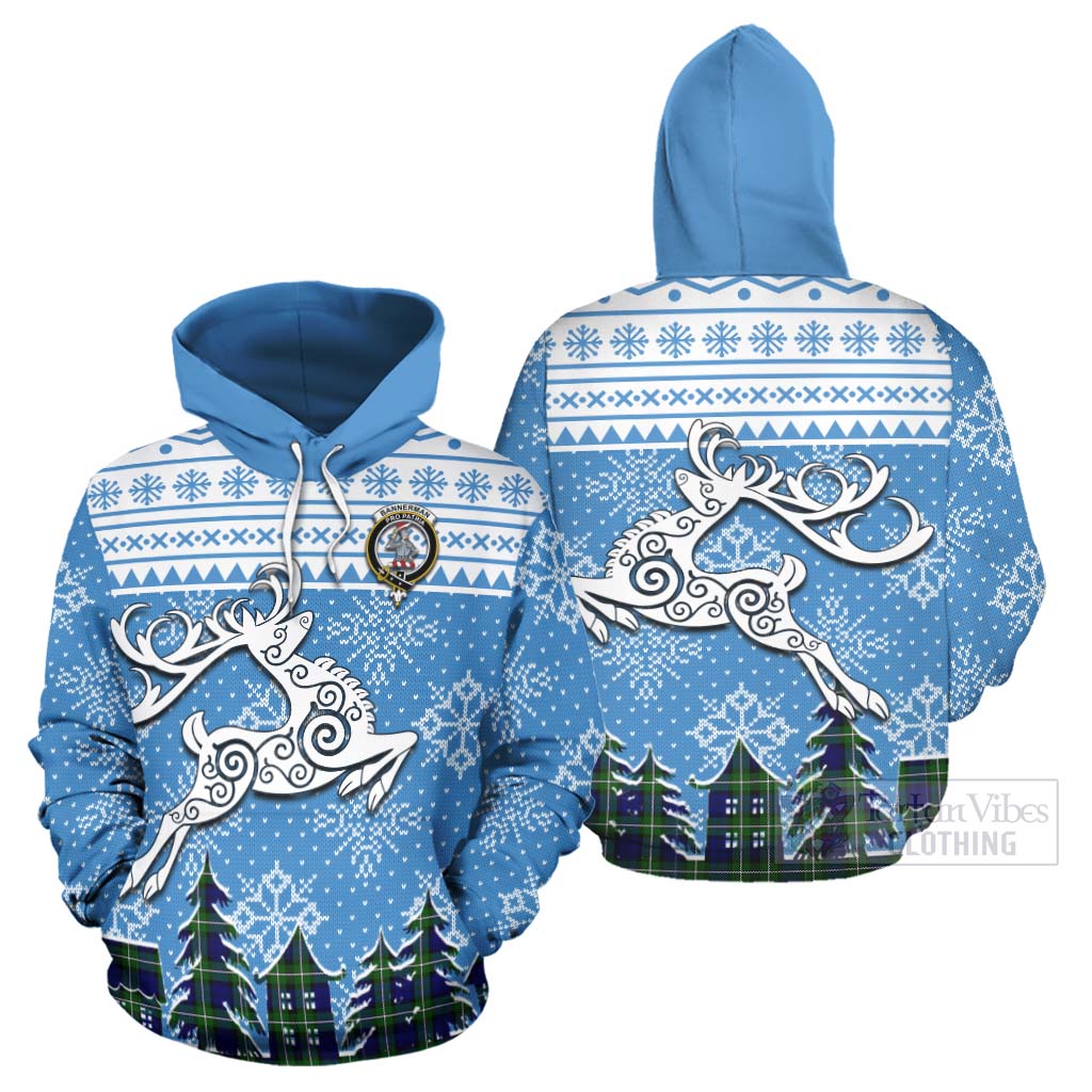 Tartan Vibes Clothing Bannerman Clan Christmas Hoodie Celtic Reindeer Style