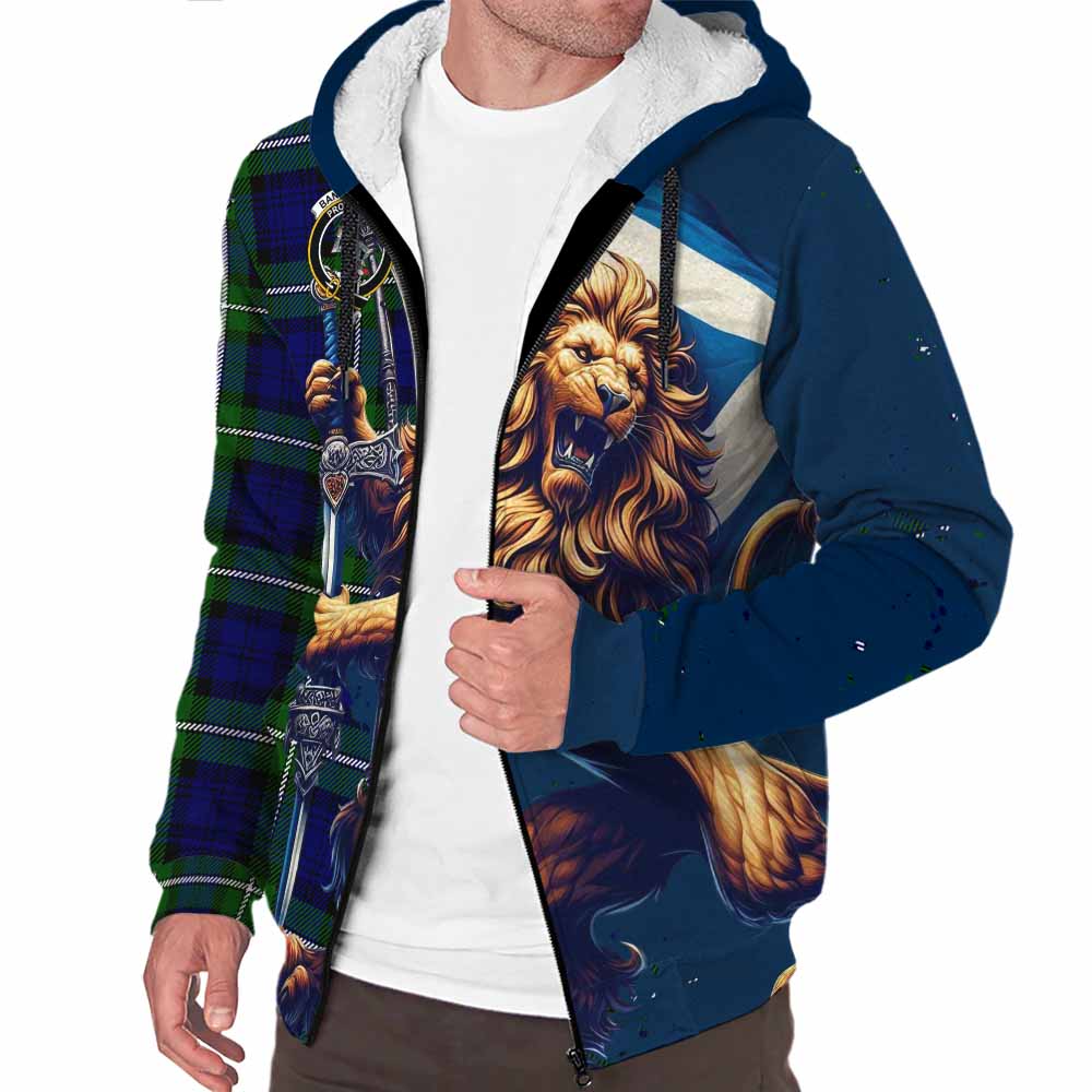 Tartan Vibes Clothing Bannerman Tartan Family Crest Sherpa Hoodie with Scottish Majestic Lion