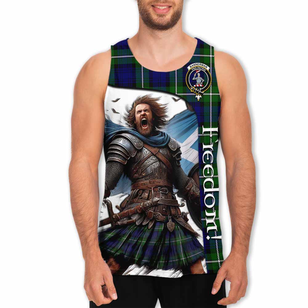 Tartan Vibes Clothing Bannerman Crest Tartan Men's Tank Top Inspired by the Freedom of Scottish Warrior