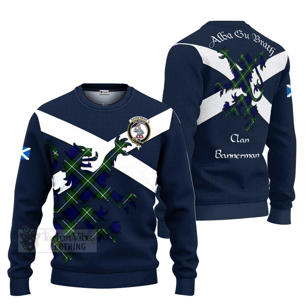 Tartan Vibes Clothing Bannerman Tartan Lion Rampant Knitted Sweater – Proudly Display Your Heritage with Alba Gu Brath and Clan Name