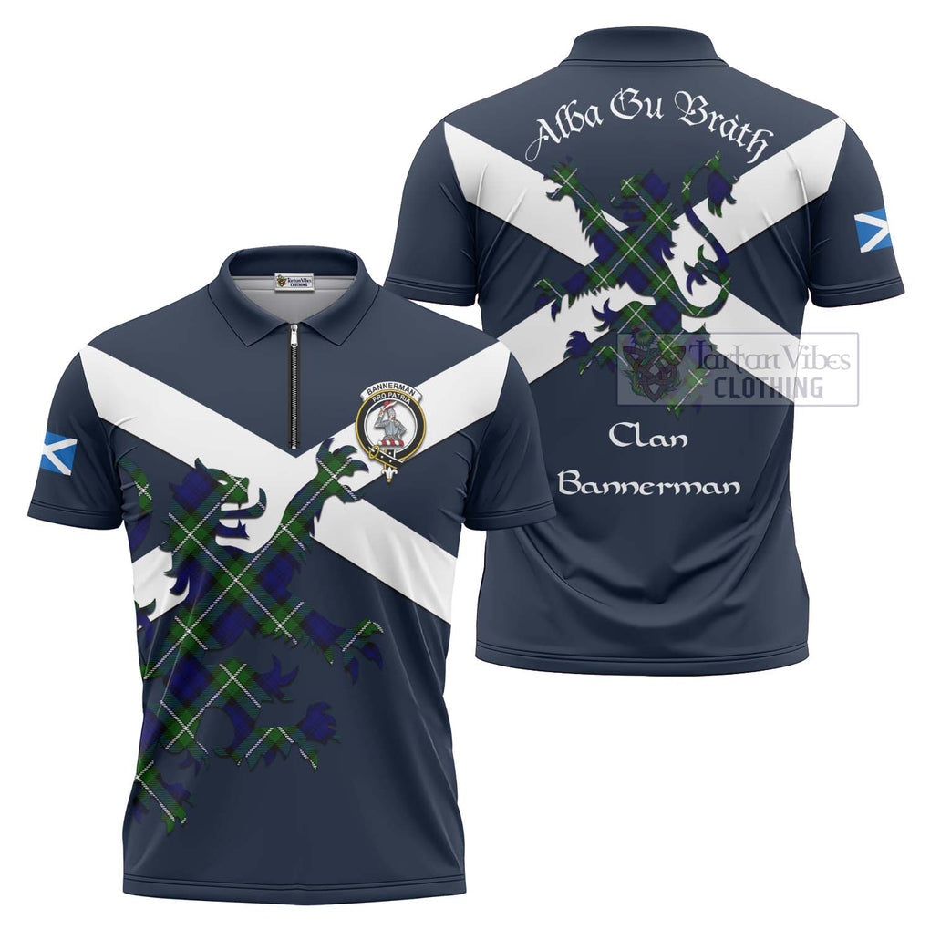 Tartan Vibes Clothing Bannerman Tartan Lion Rampant Zipper Polo Shirt – Proudly Display Your Heritage with Alba Gu Brath and Clan Name