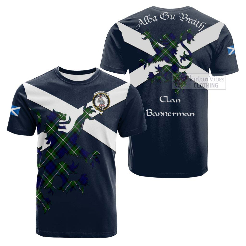 Tartan Vibes Clothing Bannerman Tartan Lion Rampant Cotton T-shirt – Proudly Display Your Heritage with Alba Gu Brath and Clan Name