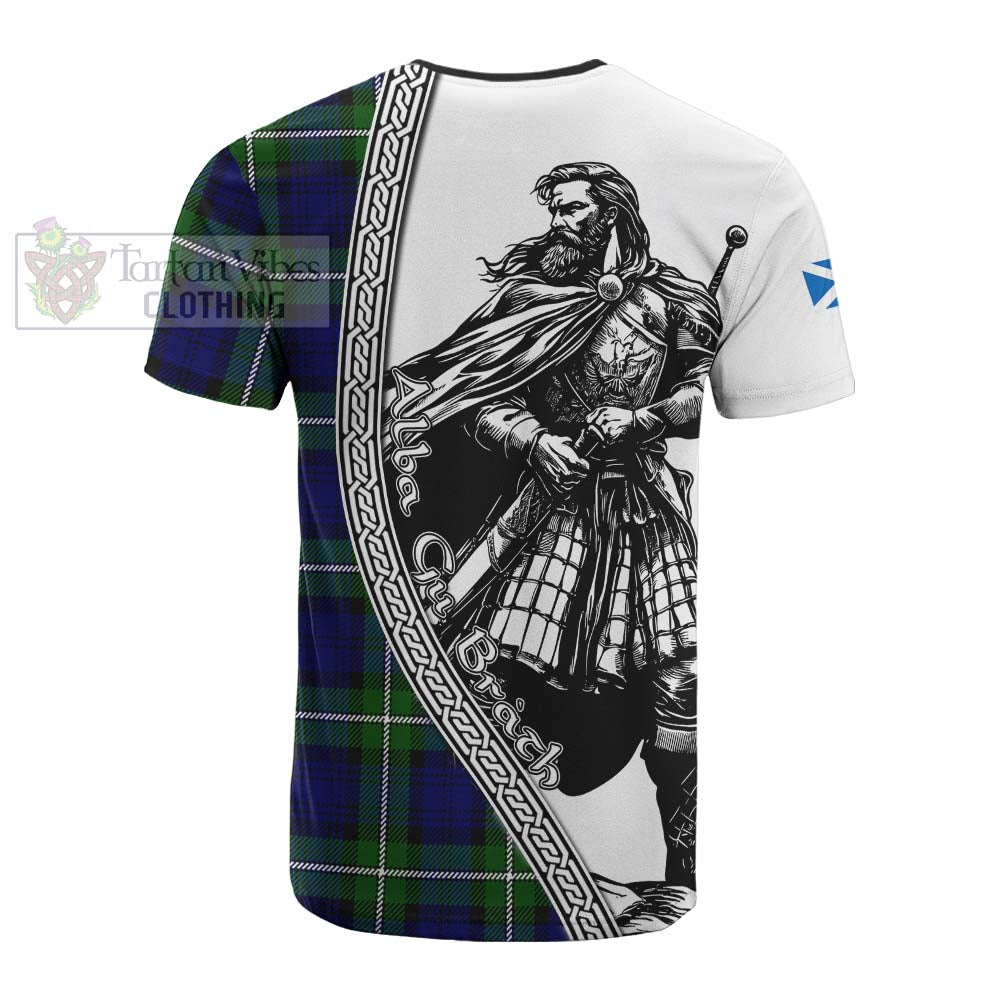 Bannerman Tartan Clan Crest Cotton T-shirt with Highlander Warrior Celtic Style