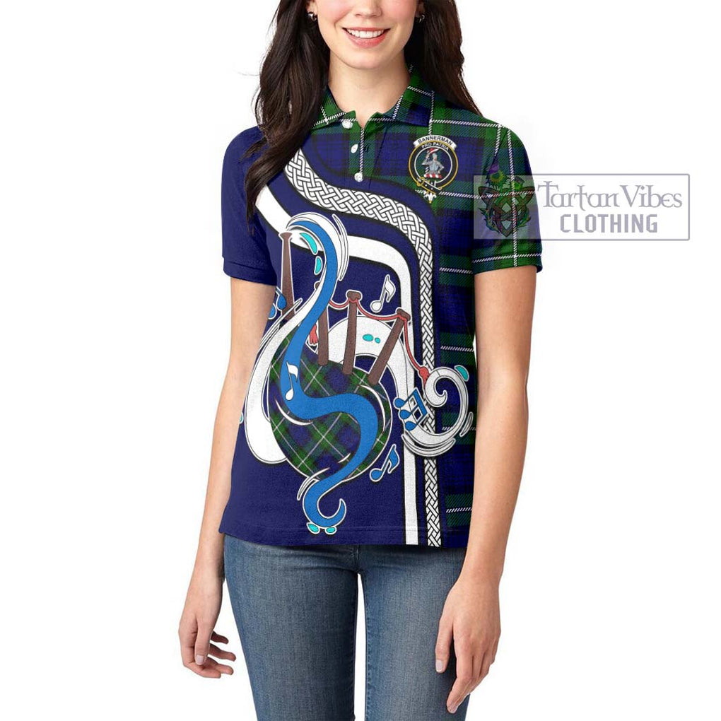 Bannerman Tartan Women's Polo Shirt with Epic Bagpipe Style - Tartanvibesclothing Shop