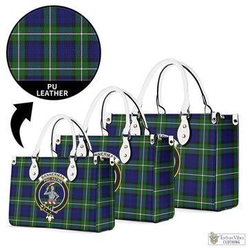 Bannerman Tartan Luxury Leather Handbags with Family Crest