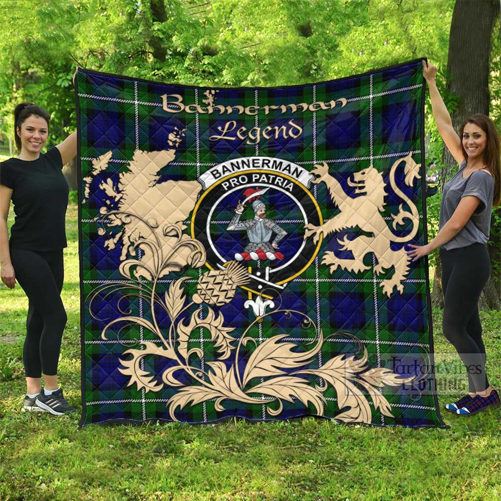 Tartan Vibes Clothing Bannerman Tartan Quilt with Family Crest and Scottish Symbol Style