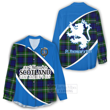 Bannerman Family Crest Tartan Women's Casual Shirt Celebrate Saint Andrew's Day in Style