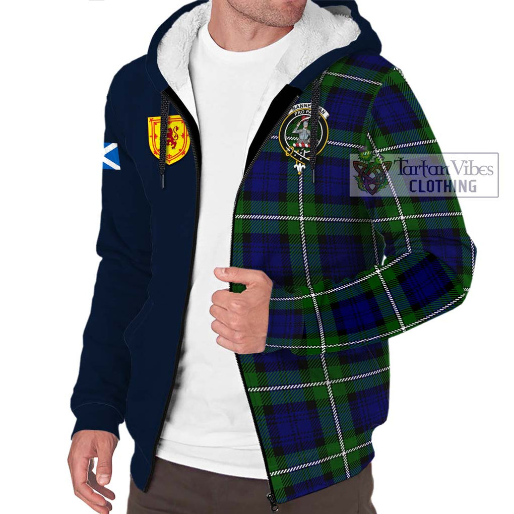 Tartan Vibes Clothing Bannerman Tartan Sherpa Hoodie with Scottish Lion Royal Arm Half Style