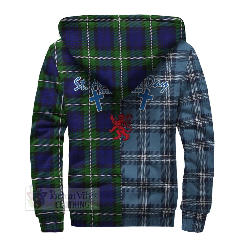 Tartan Vibes Clothing Bannerman Tartan Sherpa Hoodie Happy St. Andrew's Day Half Tartan Style