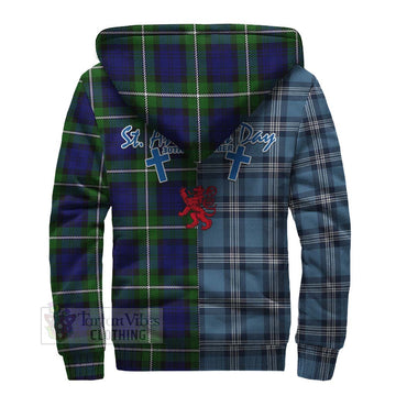 Bannerman Tartan Sherpa Hoodie Happy St. Andrew's Day Half Tartan Style