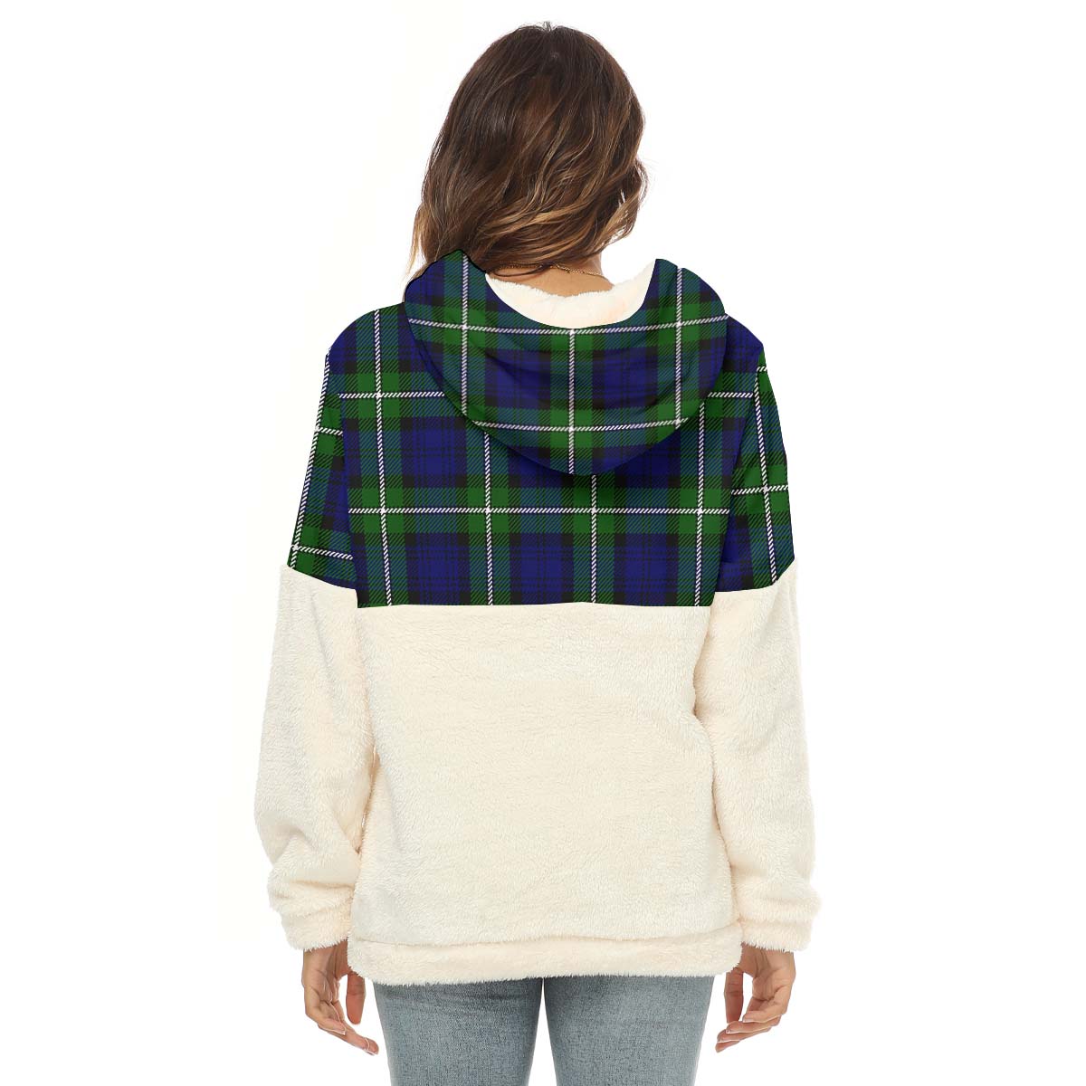 Bannerman Tartan Women's Borg Fleece Hoodie With Half Zip with Family Crest - Tartanvibesclothing