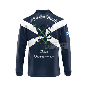 Bannerman Tartan Lion Rampant Long Sleeve Polo Shirt  Proudly Display Your Heritage with Alba Gu Brath and Clan Name