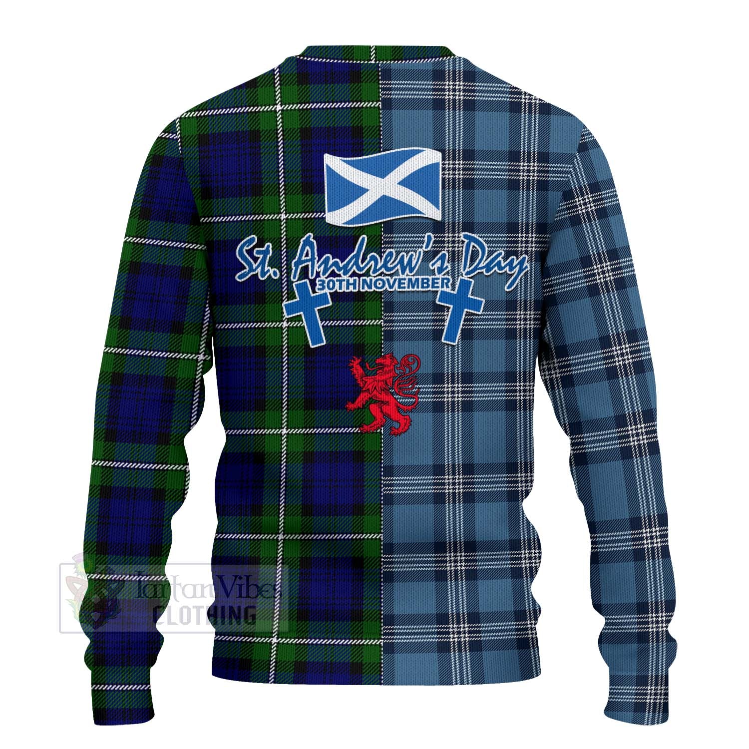 Tartan Vibes Clothing Bannerman Tartan Knitted Sweater Happy St. Andrew's Day Half Tartan Style