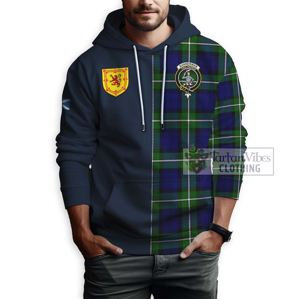 Tartan Vibes Clothing Bannerman Tartan Hoodie with Scottish Lion Royal Arm Half Style