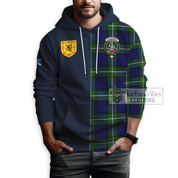 Bannerman Tartan Hoodie Alba with Scottish Lion Royal Arm Half Style