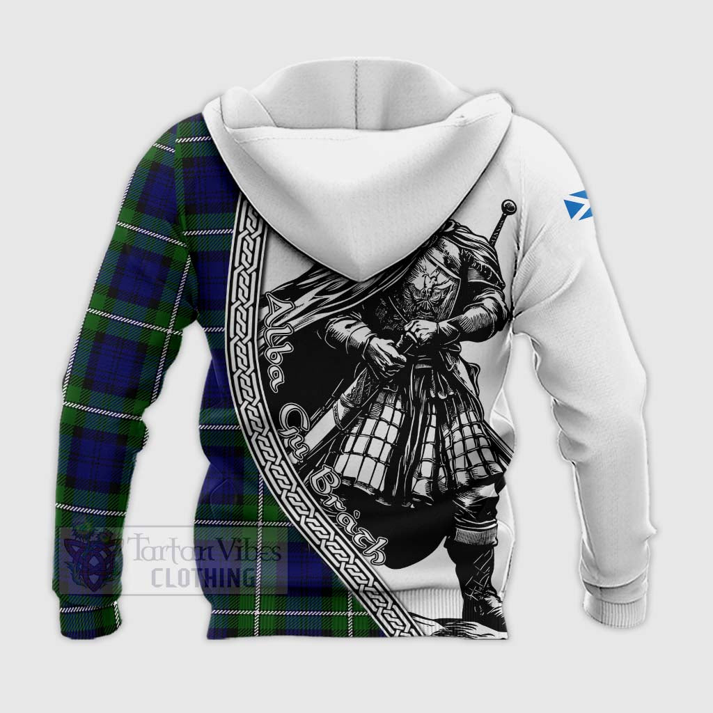 Tartan Vibes Clothing Bannerman Tartan Clan Crest Knitted Hoodie with Highlander Warrior Celtic Style