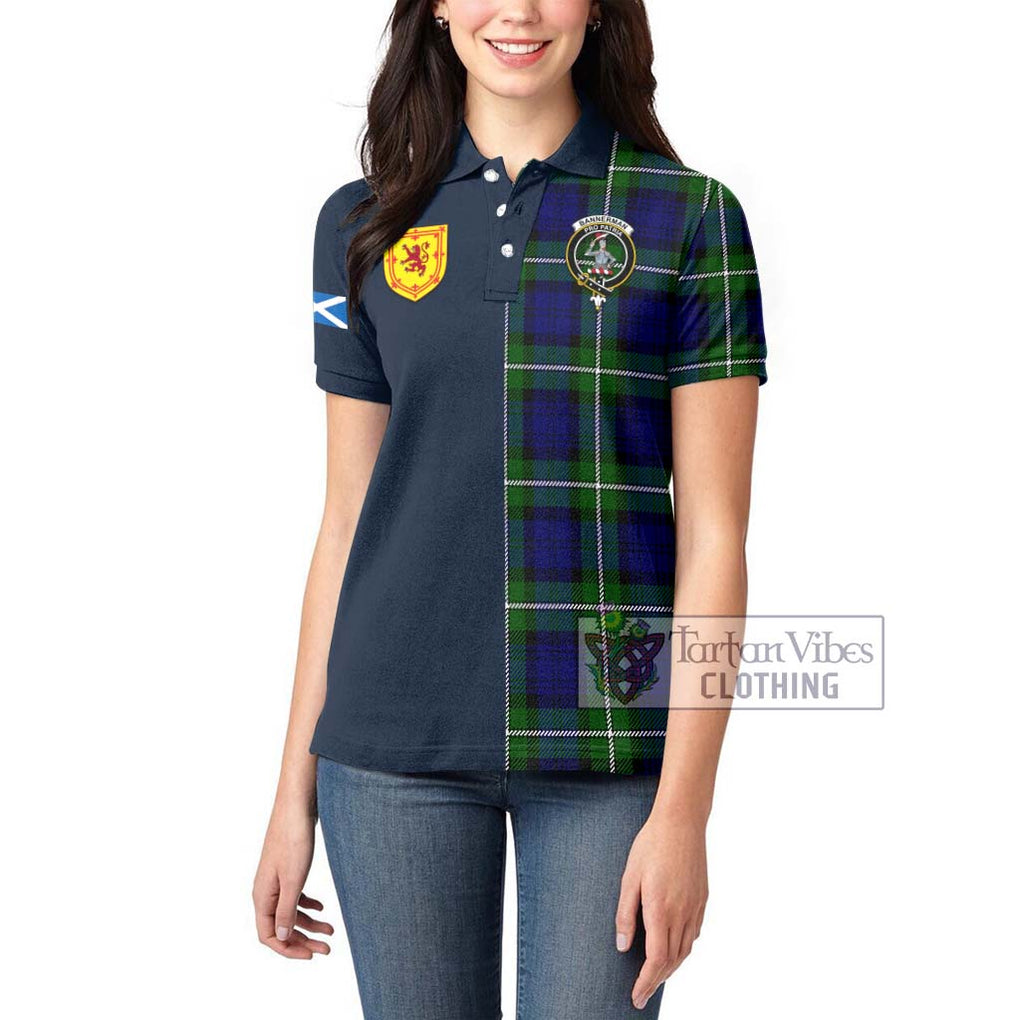 Tartan Vibes Clothing Bannerman Tartan Women's Polo Shirt with Scottish Lion Royal Arm Half Style