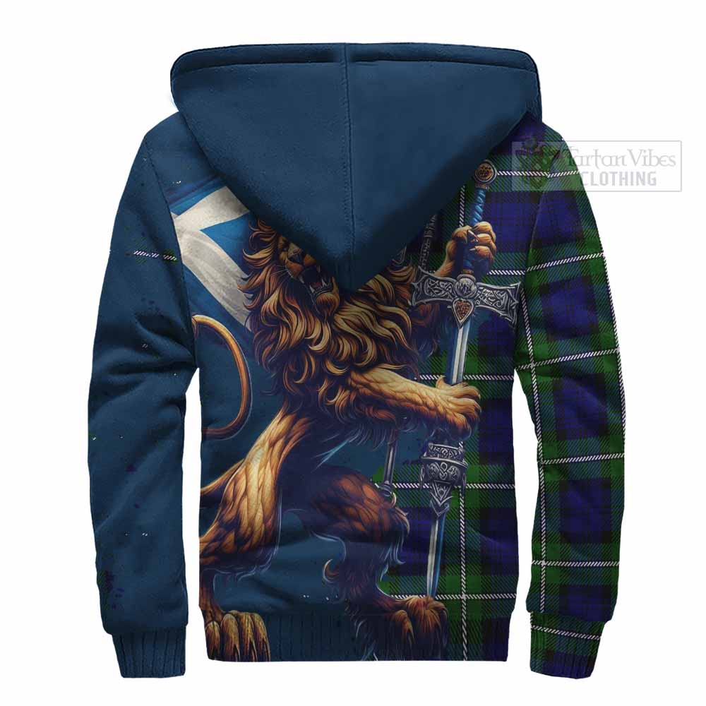 Tartan Vibes Clothing Bannerman Tartan Family Crest Sherpa Hoodie with Scottish Majestic Lion