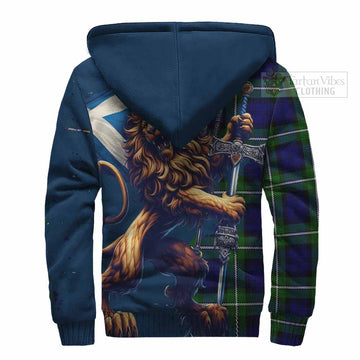 Bannerman Tartan Family Crest Sherpa Hoodie with Scottish Majestic Lion