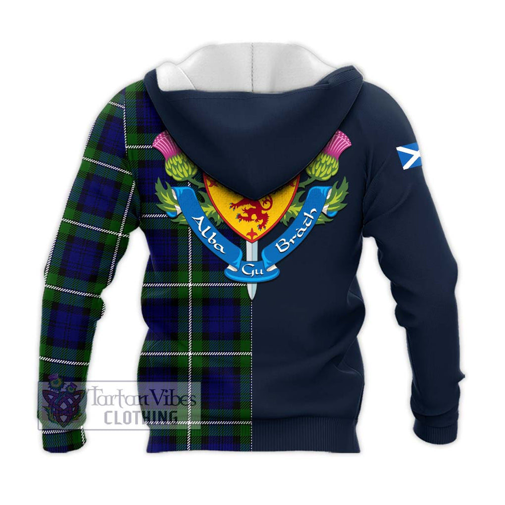 Tartan Vibes Clothing Bannerman Tartan Knitted Hoodie with Scottish Lion Royal Arm Half Style