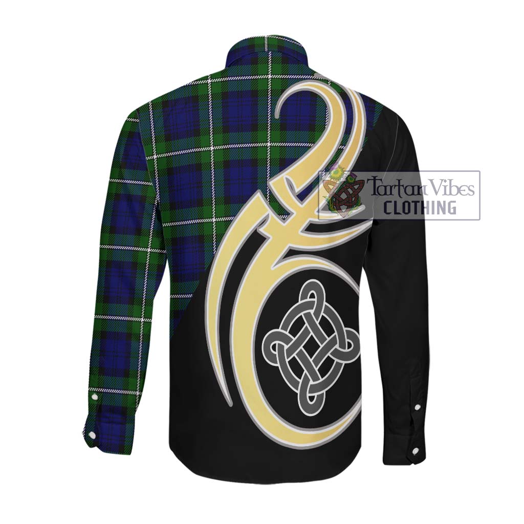 Bannerman Tartan Long Sleeve Button Shirt with Family Crest and Celtic Symbol Style Men's Shirt - Tartan Vibes Clothing