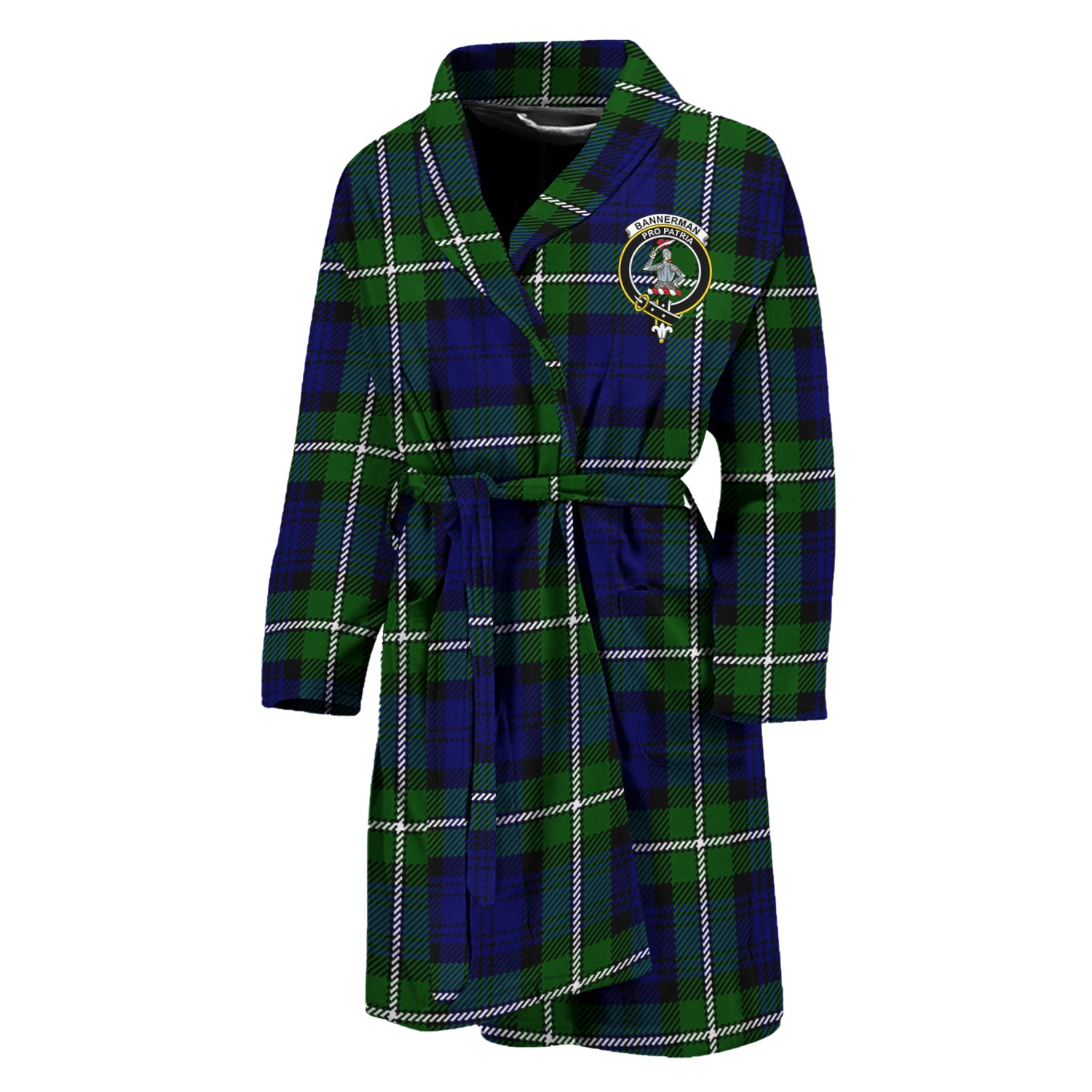 Bannerman Tartan Bathrobe with Family Crest Unisex M - Tartan Vibes Clothing