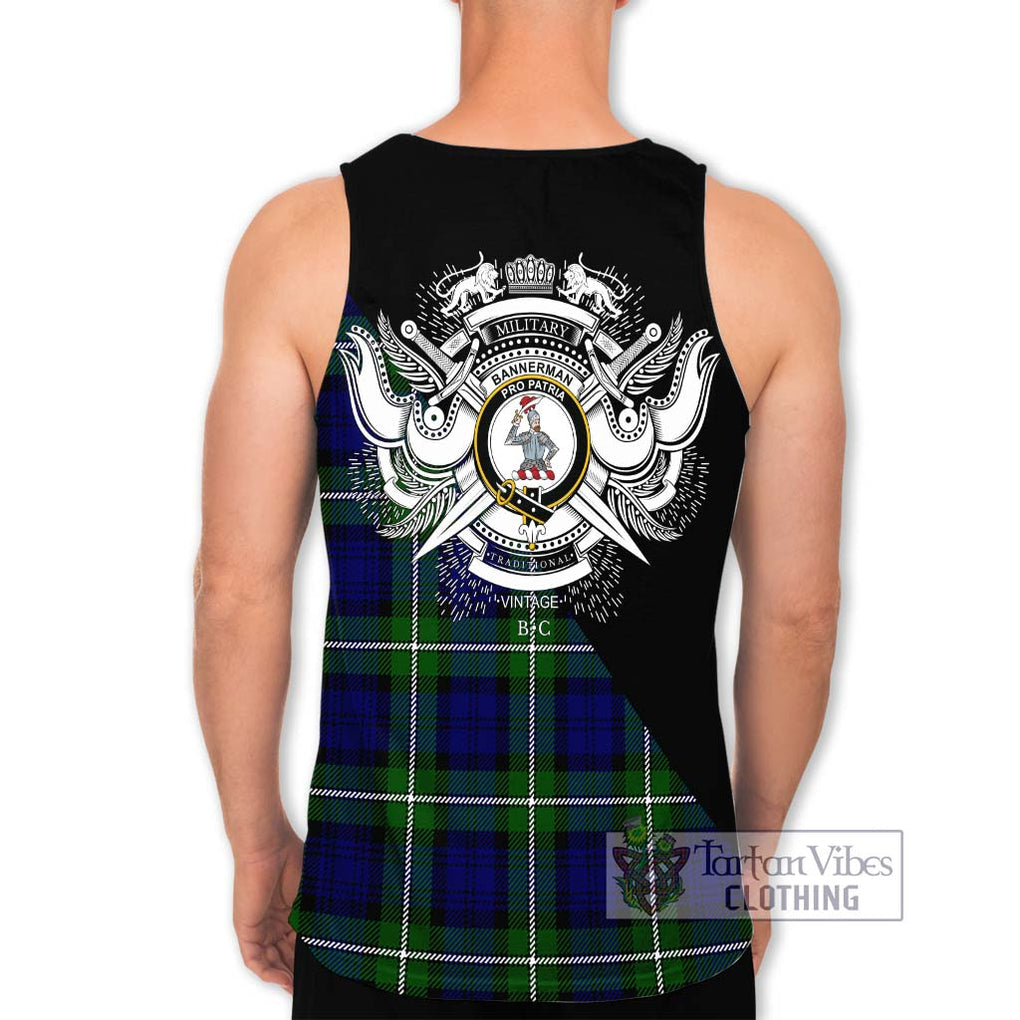 Bannerman Tartan Men's Tank Top with Family Crest and Military Logo Style - Tartanvibesclothing Shop