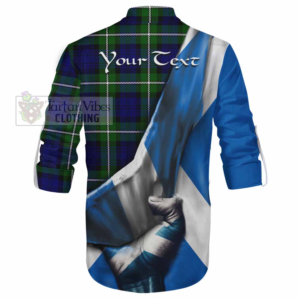 Tartan Vibes Clothing Bannerman Tartan Ghillie Kilt Shirt with Family Crest Scotland Patriotic Style