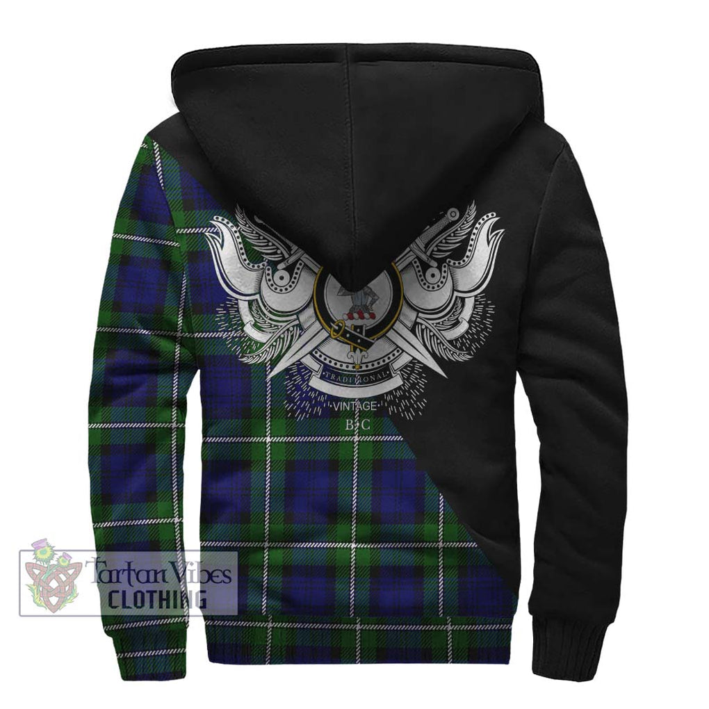 Bannerman Tartan Sherpa Hoodie with Family Crest and Military Logo Style - Tartanvibesclothing Shop