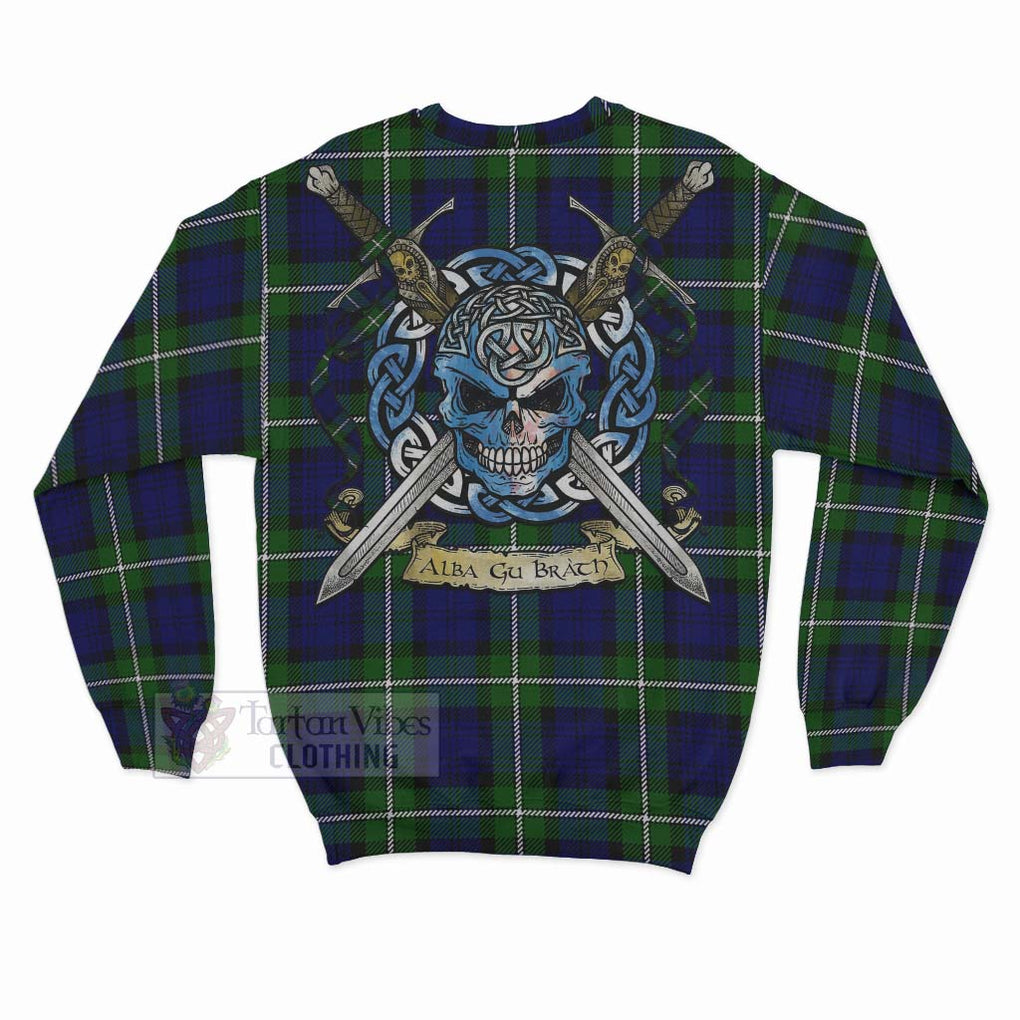 Tartan Vibes Clothing Bannerman Tartan Sweatshirt with Family Crest Celtic Skull Style