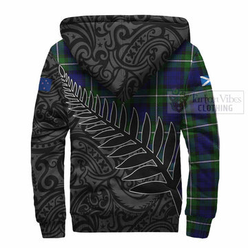 Bannerman Crest Tartan Sherpa Hoodie with New Zealand Silver Fern Half Style