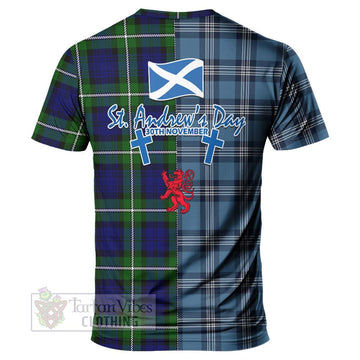 Bannerman Tartan T-Shirt Happy St. Andrew's Day Half Tartan Style