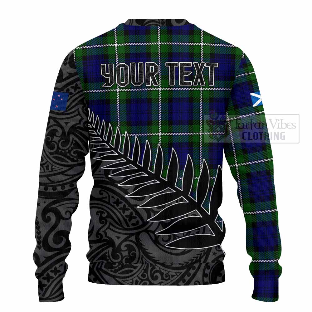 Tartan Vibes Clothing Bannerman Crest Tartan Knitted Sweater with New Zealand Silver Fern Half Style