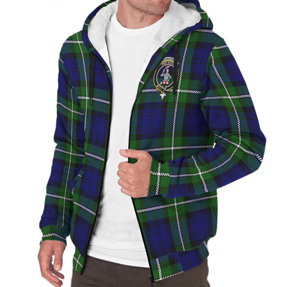 Bannerman Tartan Sherpa Hoodie with Family Crest - Tartanvibesclothing