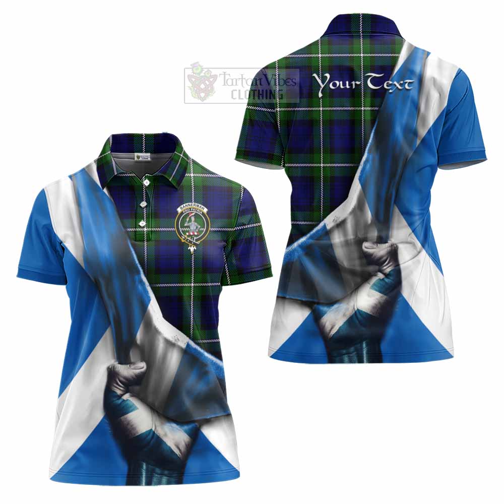 Tartan Vibes Clothing Bannerman Tartan Women's Polo Shirt with Family Crest Scotland Patriotic Style