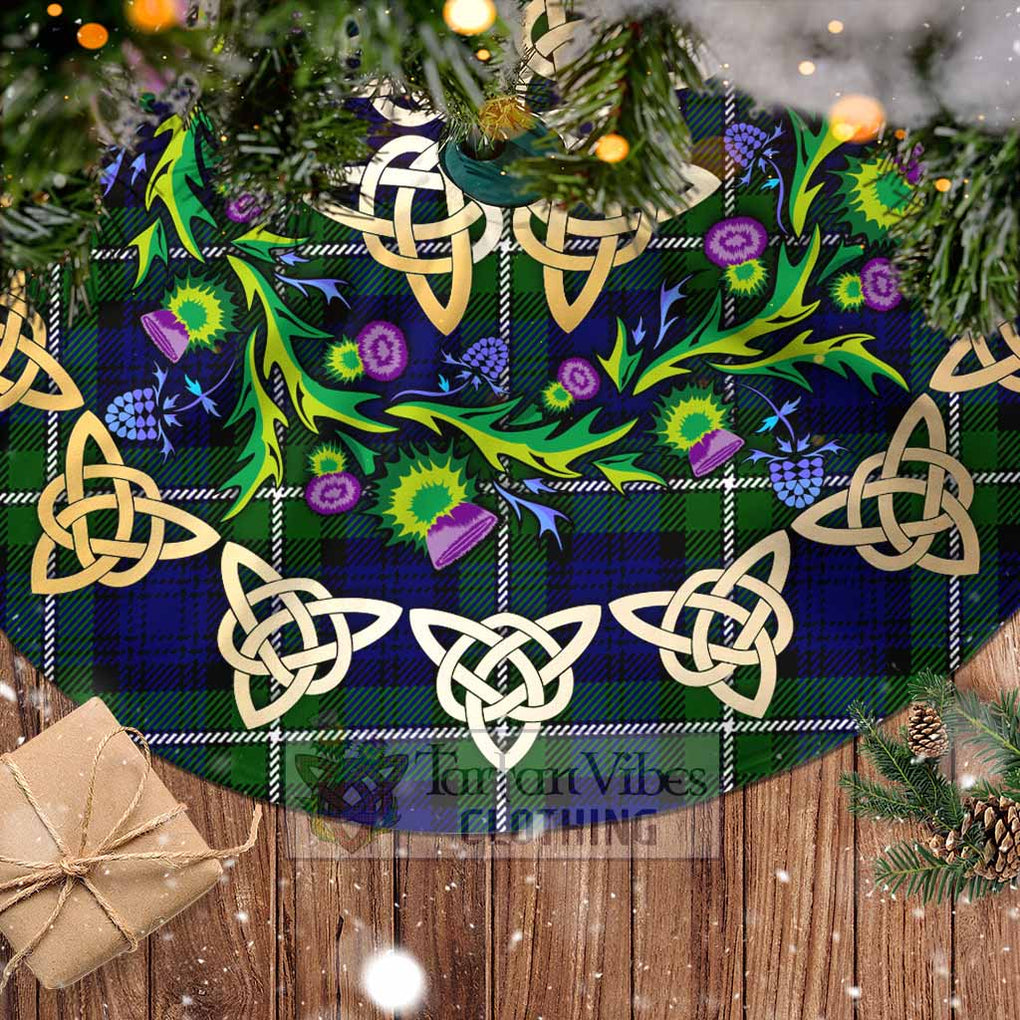 Tartan Vibes Clothing Bannerman Tartan Christmas Tree Skirt with Thistle Celtic Knot Style