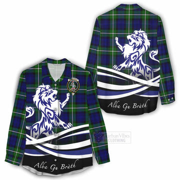 Bannerman Tartan Women's Casual Shirt with Alba Gu Brath Regal Lion Emblem