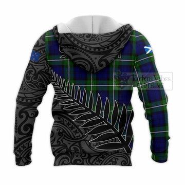 Bannerman Crest Tartan Knitted Hoodie with New Zealand Silver Fern Half Style