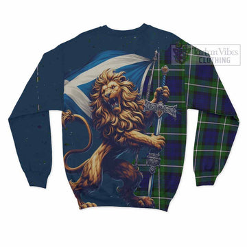 Bannerman Tartan Family Crest Sweatshirt with Scottish Majestic Lion