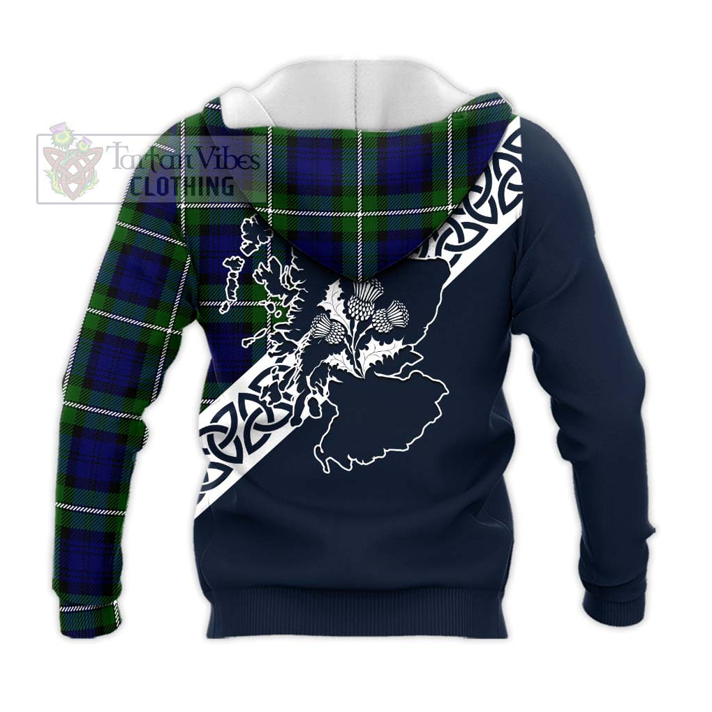 Tartan Vibes Clothing Bannerman Tartan Knitted Hoodie Featuring Thistle and Scotland Map